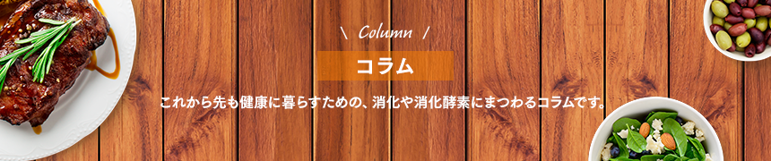 コラム：これから先も健康に暮らすための、消化や消化酵素にまつわるコラムです。
